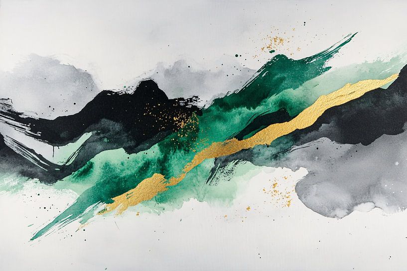 Abstracte kunst in groen en goud van Imperial Art House