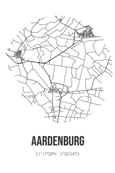 Aardenburg (Zeeland) | Karte | Schwarz und weiß von Ortsdrucke