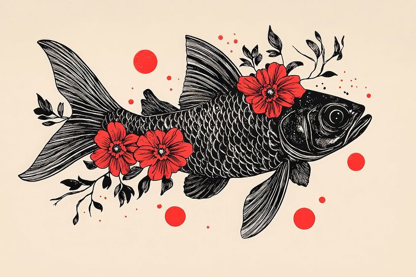 Fish with floral pattern - Creative design by Poster Art Shop