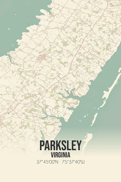 Carte ancienne de Parksley (Virginie), USA. par Affiches de lieux
