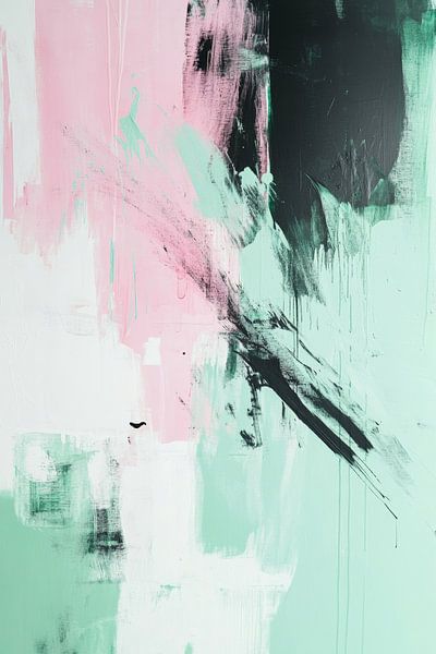 Abstraction en menthe et rose Silence en mouvement par Eva Lee
