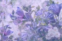 Composition in purple, white and green. A soft dreamy image.