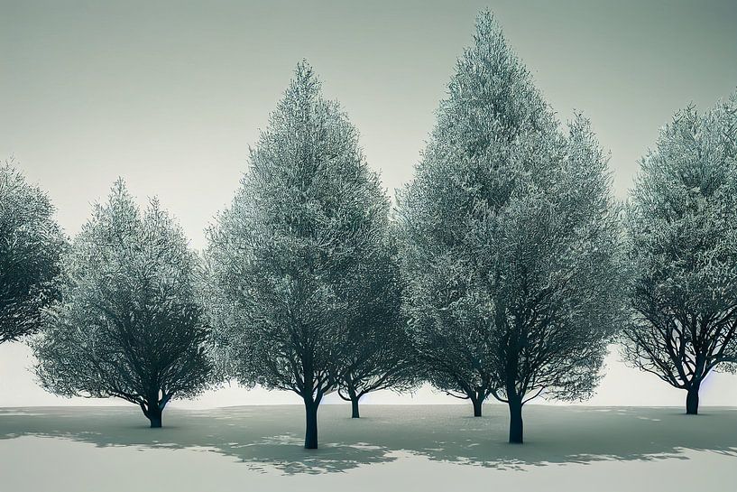 Trees with snow in winter Illustration by Animaflora PicsStock