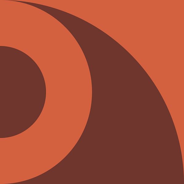 70s Retro formes abstraites multicolores en orange et marron par Dina Dankers