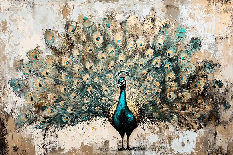 Bunter Pfau in abstraktem Design von Imperial Art House