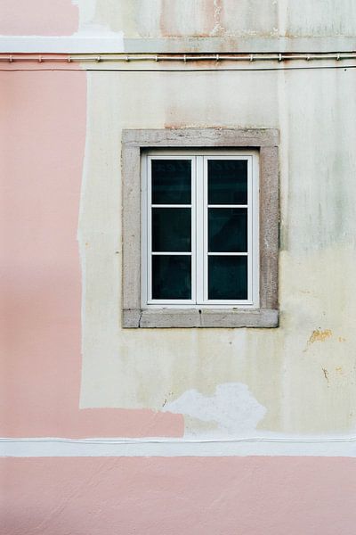 Window in Lisbon ᝢ pink facade travel photography Portugal Europe by Hannelore Veelaert