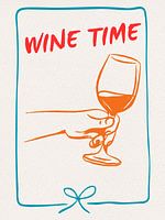 Wine Time Minimalist Line Art Poster