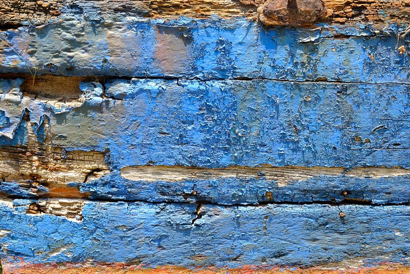 Vieille peinture endommagée sur un bateau échoué au port par Sjoerd van der Wal Photographie