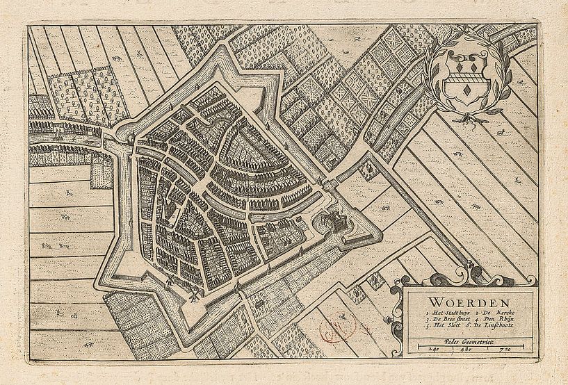 Old map of Woerden from around 1652. by Gert Hilbink
