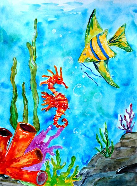 Seepferdchen und Fisch Freunde von Sebastian Grafmann