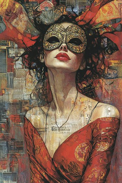 Maskervrouw van Abstract Schilderij