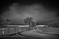 Dark Clouds Over Abandoned Road In France