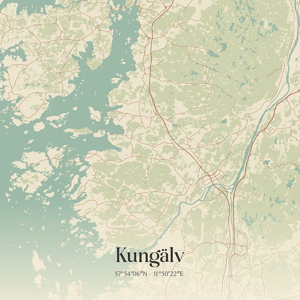 Carte ancienne de Kungälv, Suède. par Affiches de lieux