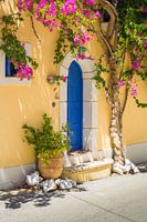 L'entrée d'une maison grecque typique à Assos sur l'île de Céphalonie