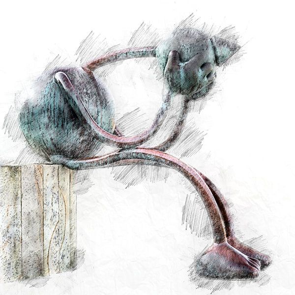 Nouvelle version de &quot;The Thinker&quot; (dessin de médias mixtes) par Art by Jeronimo