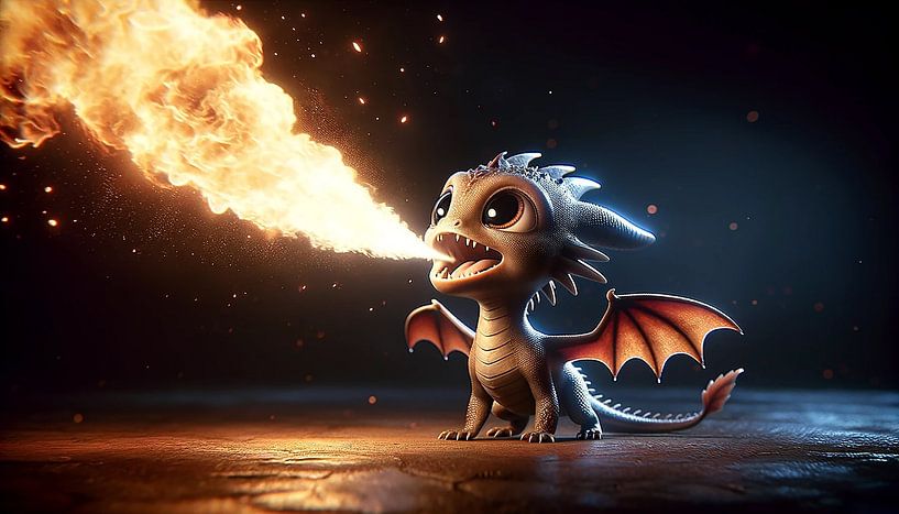 Jeune dragon de puissance : cracher du feu dans le noir par artefacti