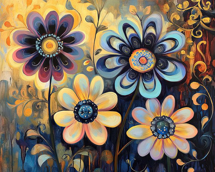 Abstrakte Blumentanz-Malerei von Wunderbare Kunst