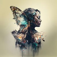 Porträt einer jungen Frau, kombiniert mit einem Schmetterling