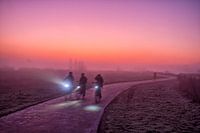 Cyclists on a winter morning