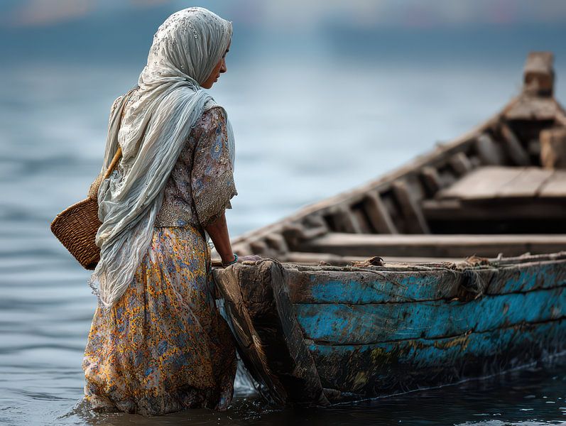 femme avec bateau par Egon Zitter