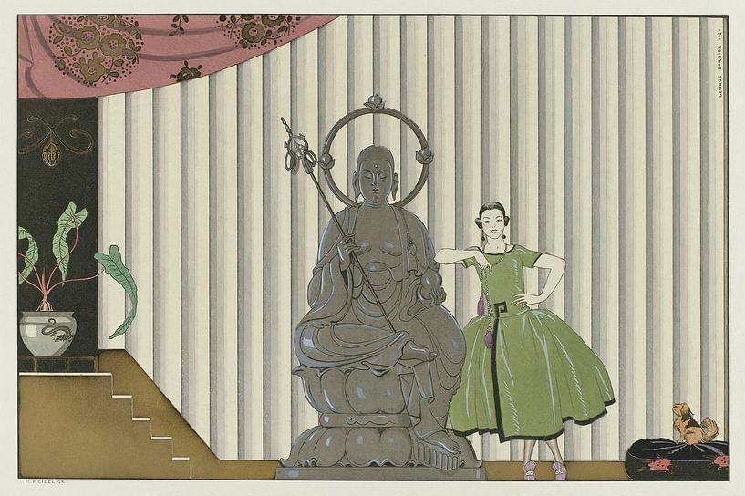 George Barbier - Mademoiselle Spinelly chez elle (1921) by Peter Balan