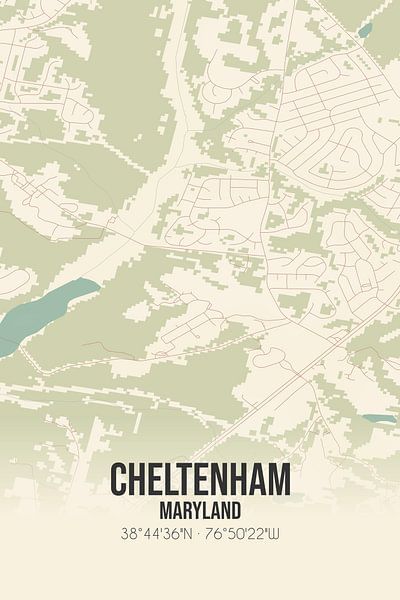 Alte Karte von Cheltenham (Maryland), USA. von Ortsdrucke
