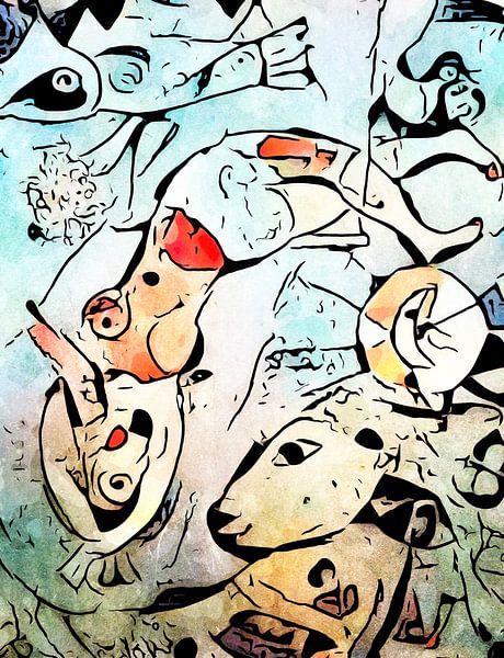Miro meets Chagall (Blue Circus) by zam art
