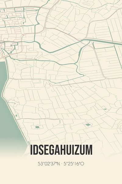 Vintage map of Idsegahuizum (Fryslan) by Prints of Place