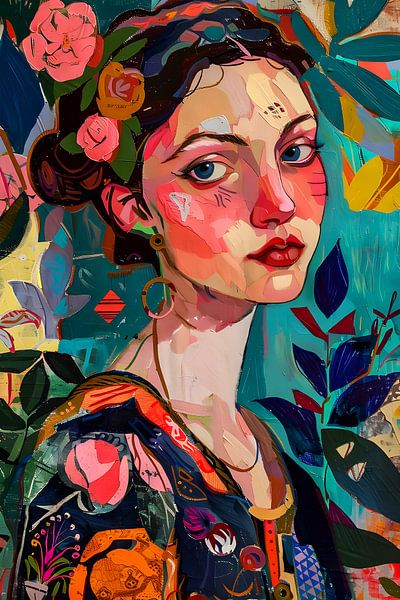 Young Woman among the Flowers by But First Framing