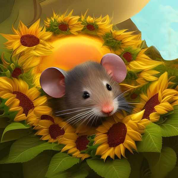 Souris parmi les tournesols par Babetts Bildergalerie