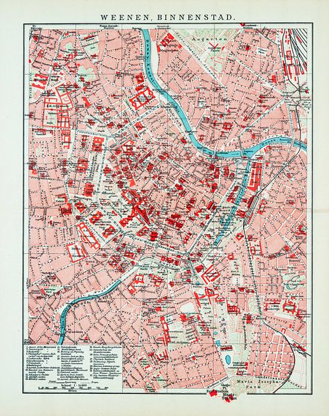 Altstadtkarte Wien - Innere Stadt ca. 1900 von Studio Wunderkammer