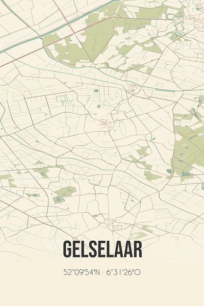 Vintage map of Gelselaar (Gelderland) by Prints of Place