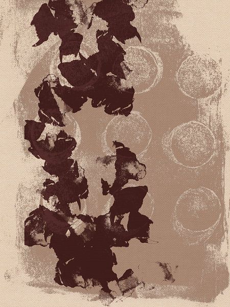 Abstracte vormen en lijnen in wit, beige, bruin van Abstract Minimalist Art