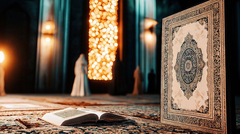 Koran openen op een gebedsmatje van Frank Heinz
