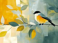 Abstrakte Kohlmeise auf einem Ast