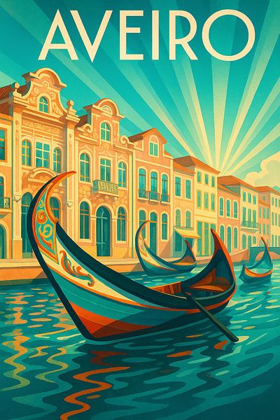 Aveiro Portugal Canals Travel Poster par Travel Shop