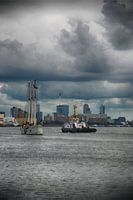 Threatening Skies over the Waterway near Schiedam with the Rotterdam Skyline