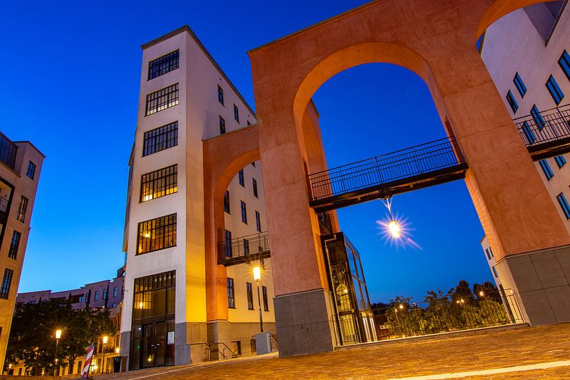The moon quarter during the blue hour by Mark Lenoire