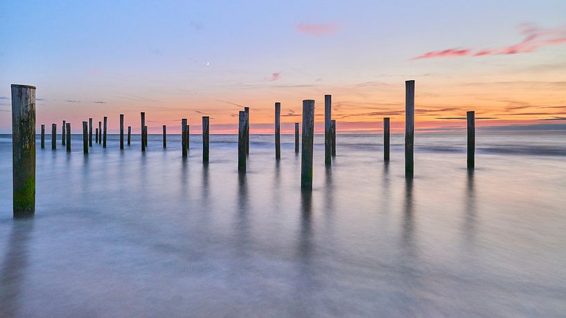 Des pieux en bois dans la mer du Nord par Jenco van Zalk