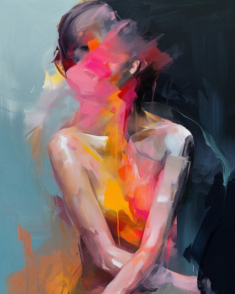 Super buntes figuratives und abstraktes Porträt von Carla Van Iersel