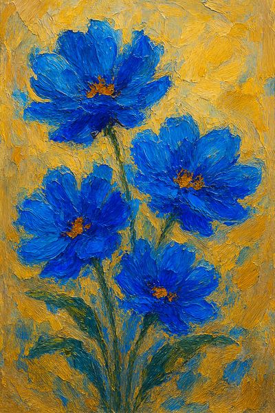 Königsblau - Florale Schönheit in Ölmalerei von But First Framing