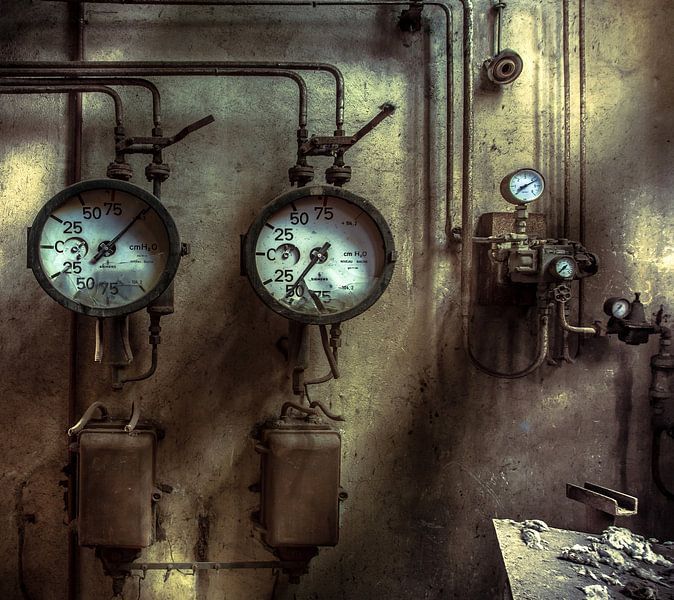 Water pressure gauges in an old energy factory by Olivier Photography