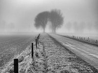 Nebliger Bahnübergang