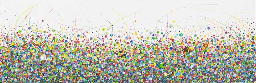 Fiesta - vibrant abstract panoramic painting by QEIMOY