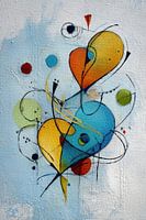 Abstract Schilderij - Blauw Geel Vrolijk Geometrisch