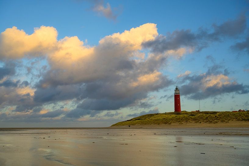 Texel lighthouse in the dunes during a stormy autumn evening by Sjoerd van der Wal Photography