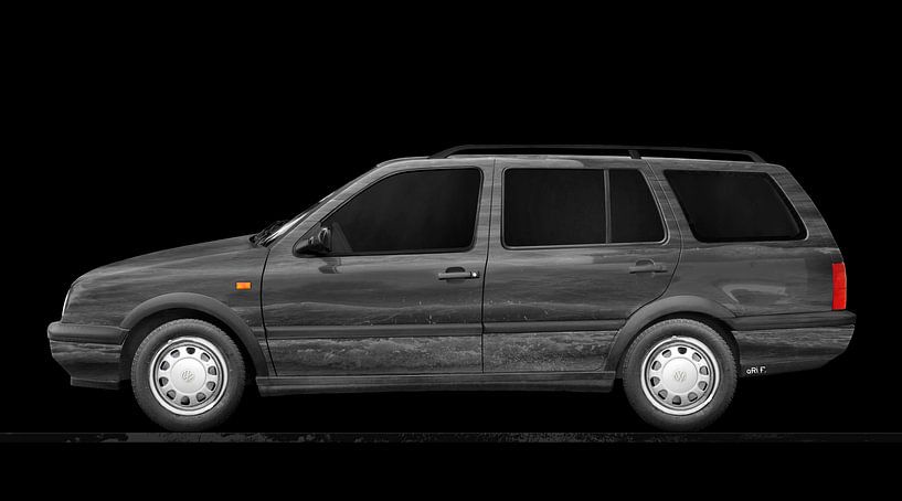 VW Golf 3 Art Car in black water design by aRi F. Huber