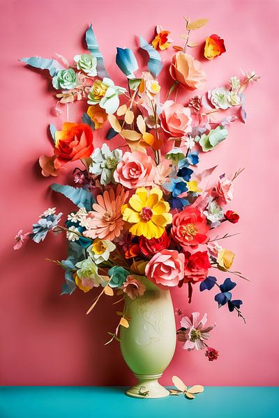 Blumen in Vase in Pastellfarben von Thea