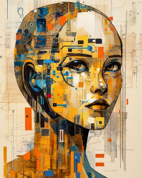 Pop-Art Neo-Dada-Frauenporträt von Preet Lambon