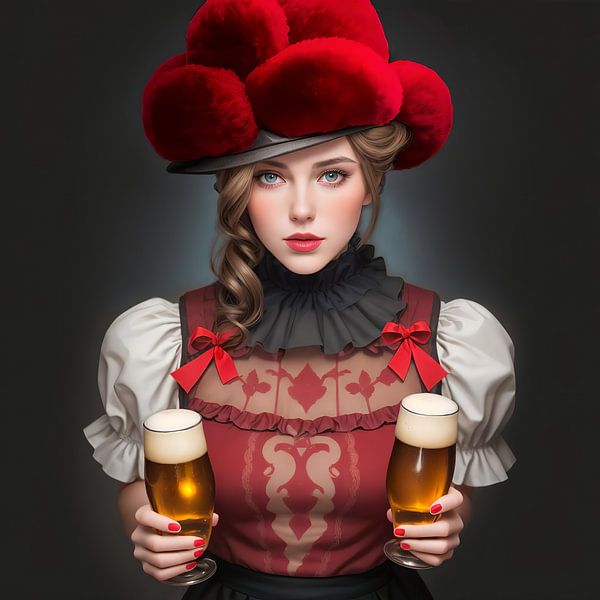 Schwarzwald "Birgit" mit Bollenhut und Bier von YArt